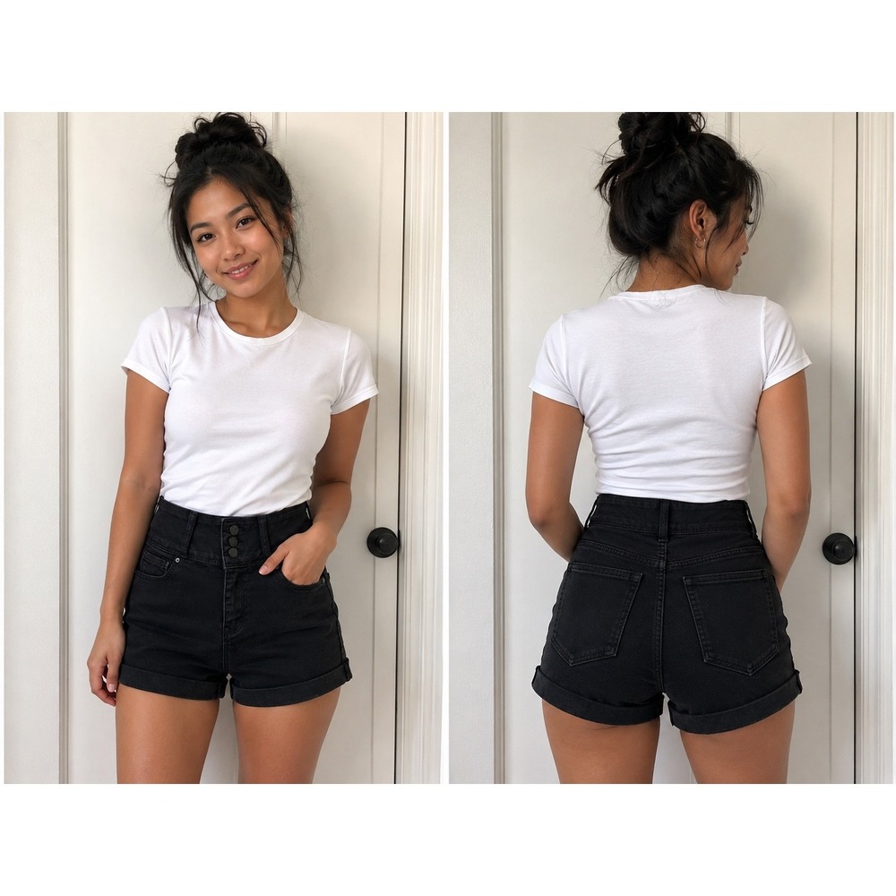 Wax Jean Black High Waisted Butt I Love You Denim‎ Shorts Size S 90311